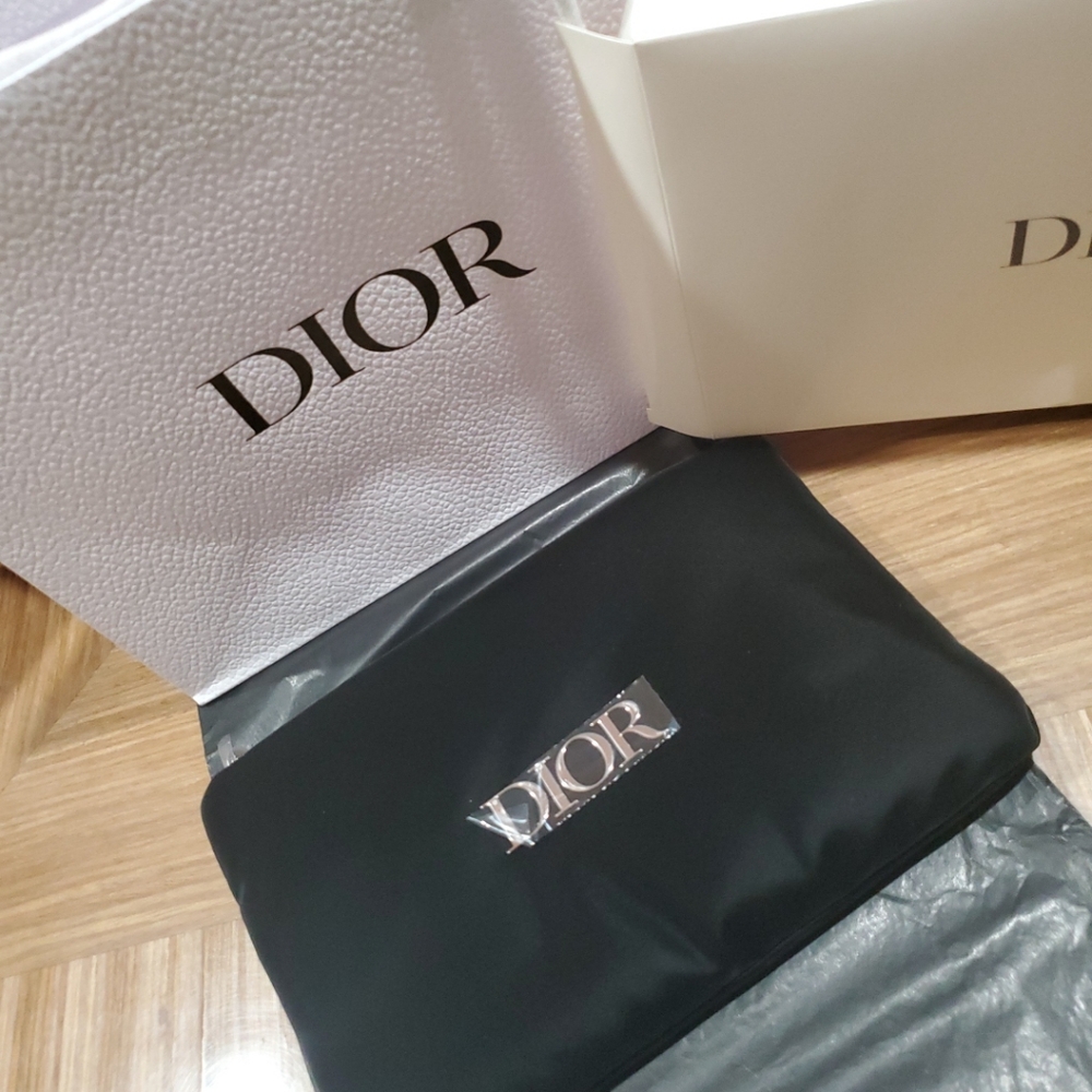 Christian Dior Black Purse Bag Novelty Clutch Pouch Soft Cosmetic Makeup